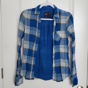American Eagle Blue Plaid Flannel
